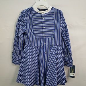RALPH LAUREN POLO BLUE  AND WHITE DRESS SIZE 4